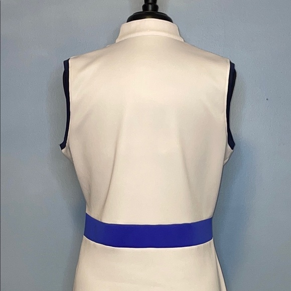 PGA Tour Blue and White Sheath Dress Mock Neck Sleeveless Dress Size Large - Picture 6 of 8